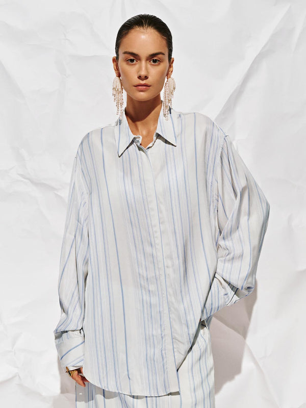 Contrast Striped Button Up Shirts