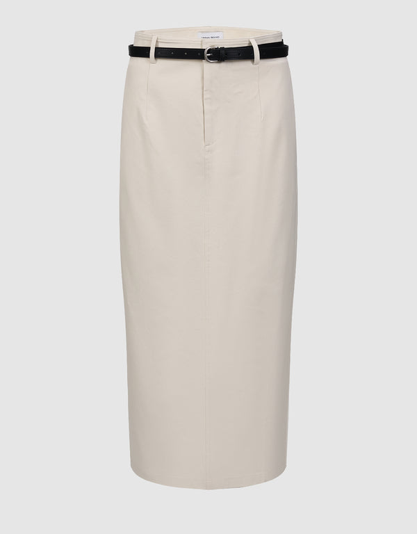 Midi Straight Skirt With Belt