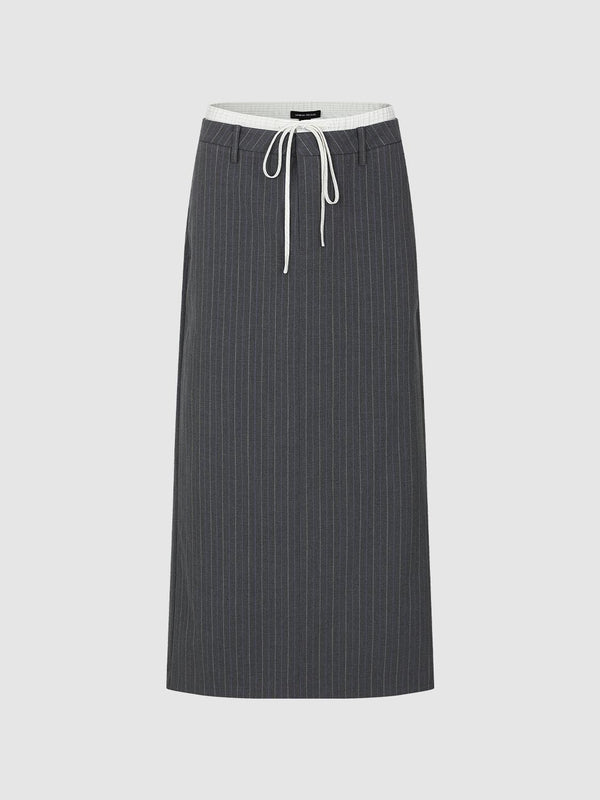 Drawstring Mid-Length Straight Midi Skirts