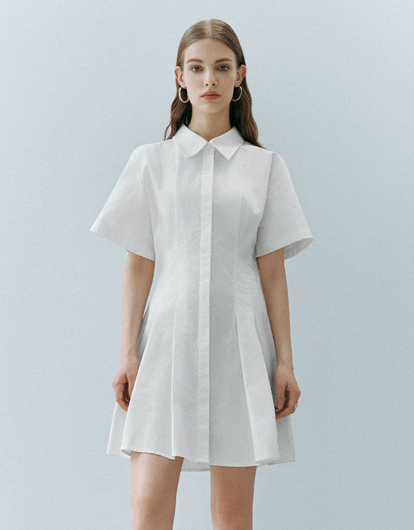 Lapel Skater Shirt Dress