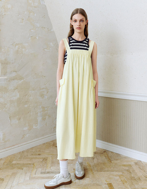 Sleeveless Square-cut Collar A-Line Dress