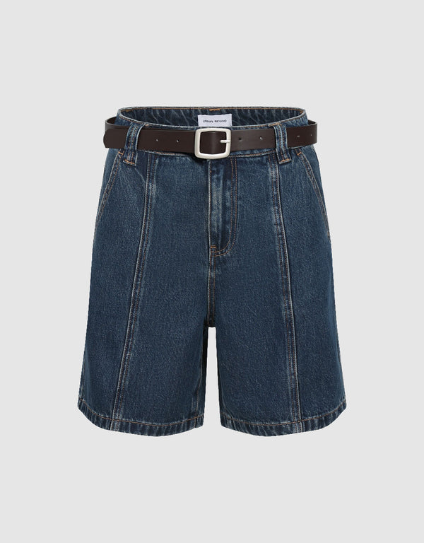 Denim Shorts With Belt