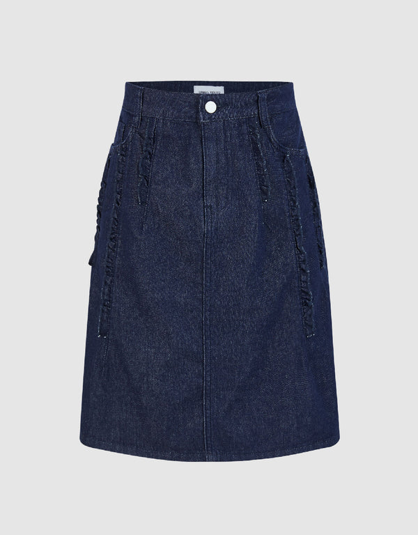 Midi A-Line Denim Skirt