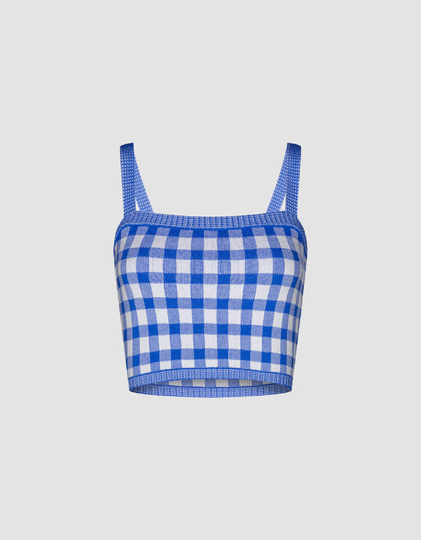 Plaid Knitted Cami Top