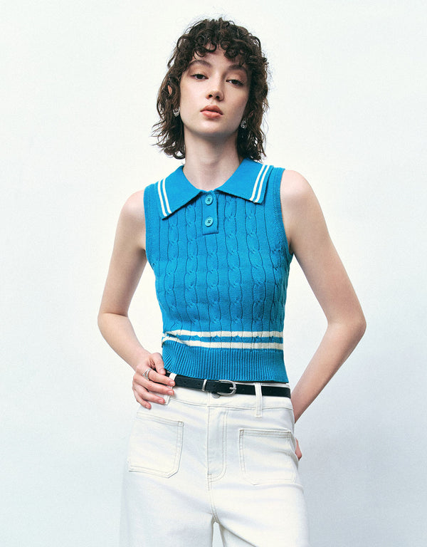 Lapel Knitted Vest