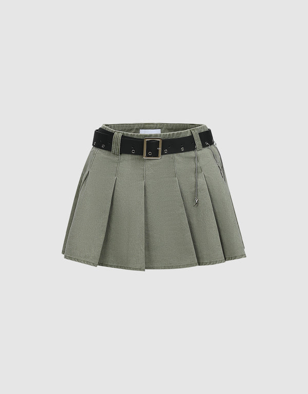 Mini A-Line Skirt With Belt