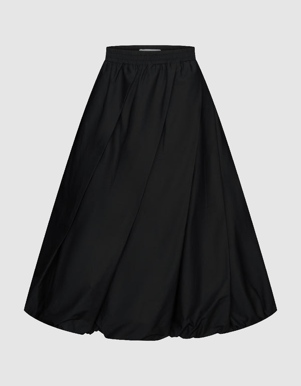 Elastic Waist Midi A-Line Skirt