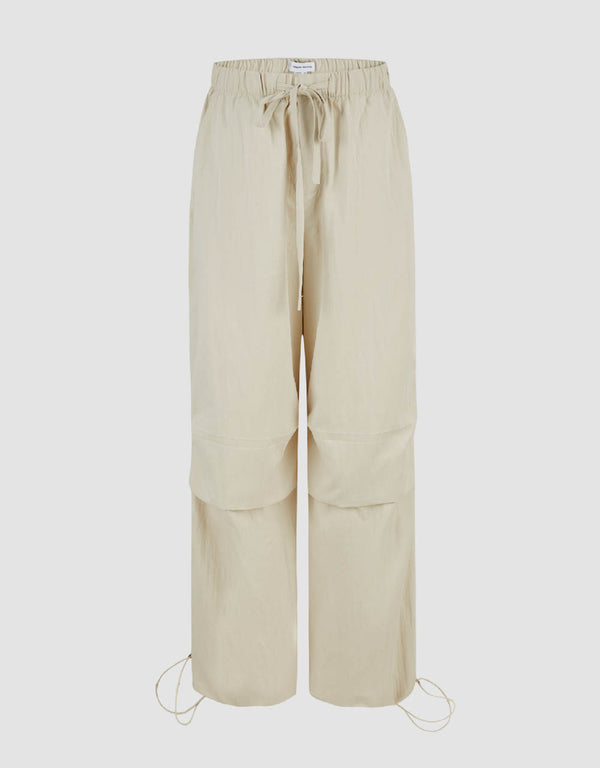 Drawstring Waist Wide-Leg Pants