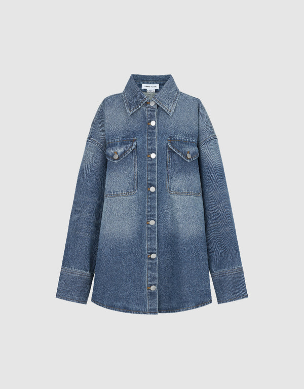 Drop Shoulder Sleeve Denim Shirt