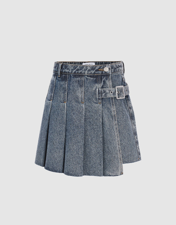 Pleated Denim Skirts