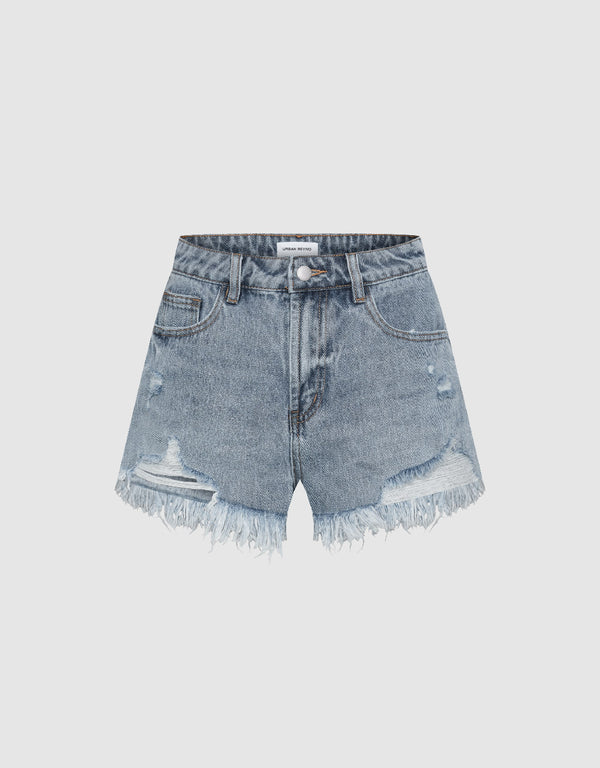 Raw Hem Denim Shorts