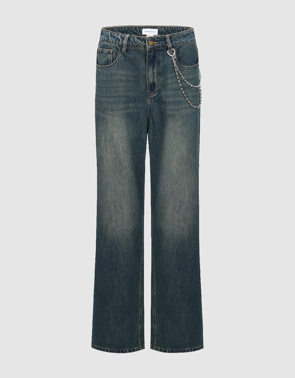 Straight Jeans With Chain