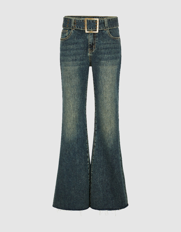 Wide-Leg Jeans With Belt