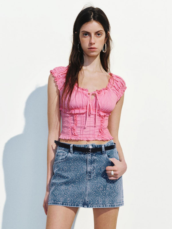 Skinny Drawstring Overhead Blouses