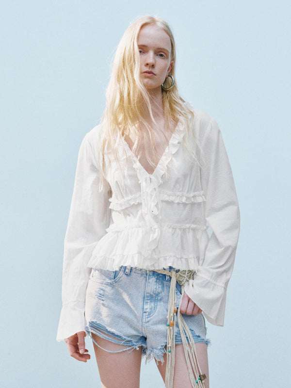 Ruffle Hem Blouses