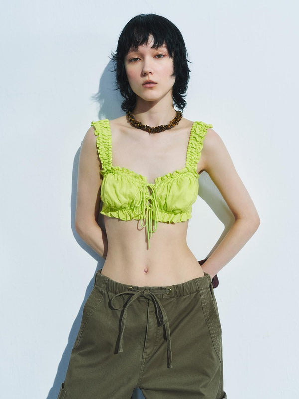 Shirred Cropped Cami Tops