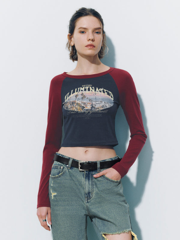 Printed Crew Neck Skinny T-Shirt