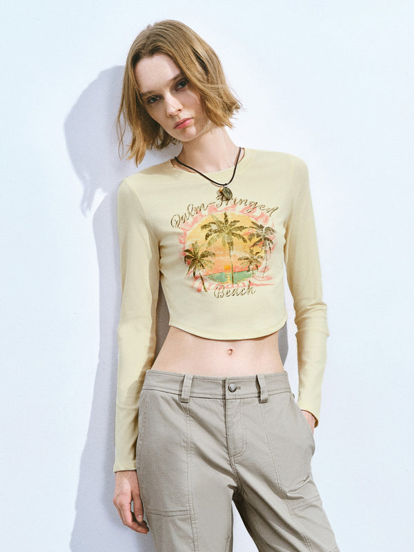 Printed Crew Neck Skinny T-Shirt