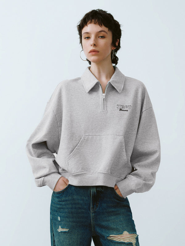 Zip Half Placket Oversized Sweatshirt