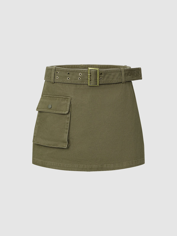 Mini Straight Skirt With Belt