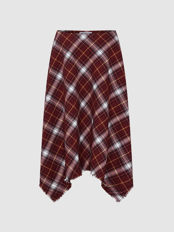 Plaid Irregular A-Line Skirts