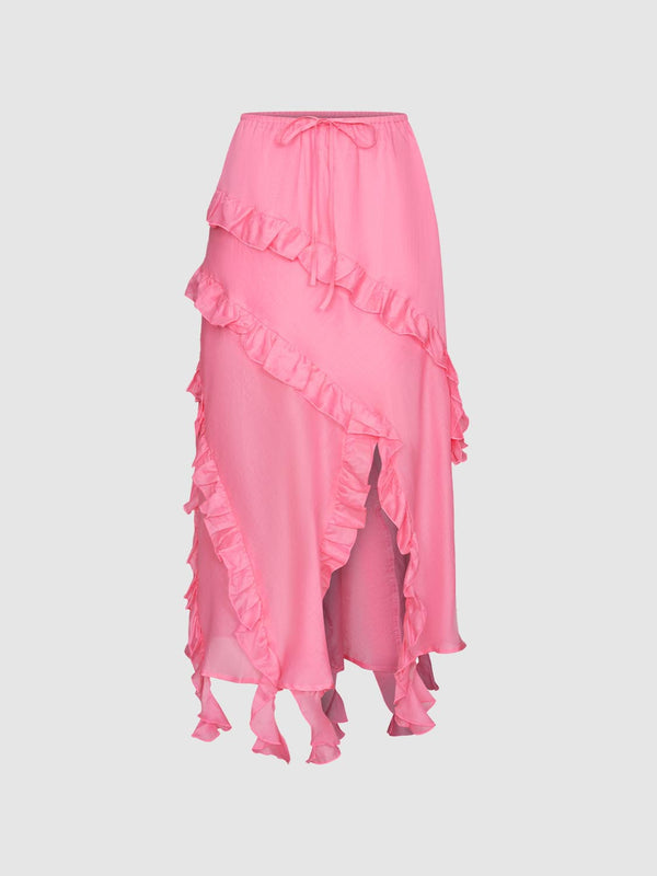 Ruffle Irregular Hem A-Line Skirts