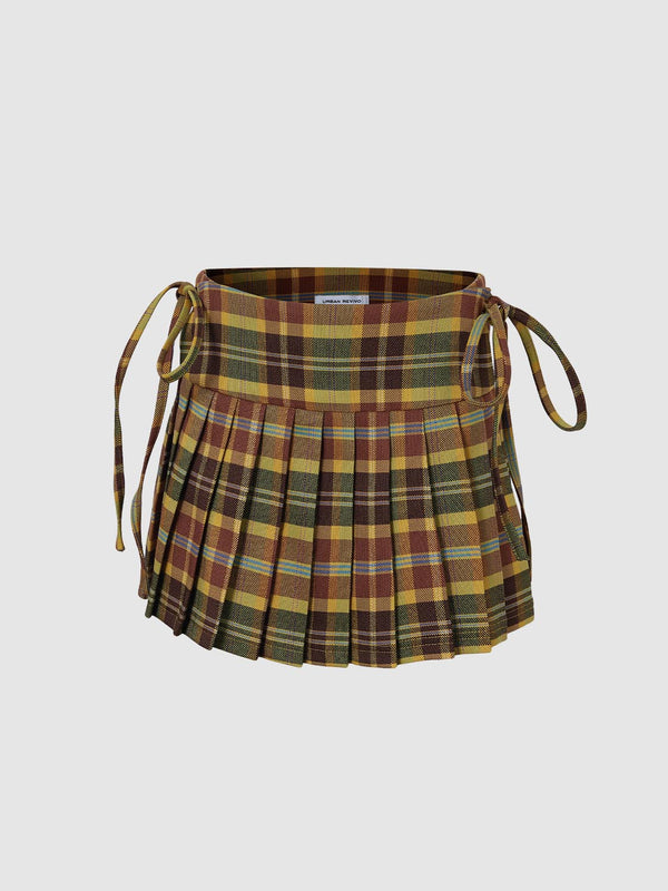 Plaid Pleated Mini Skirts