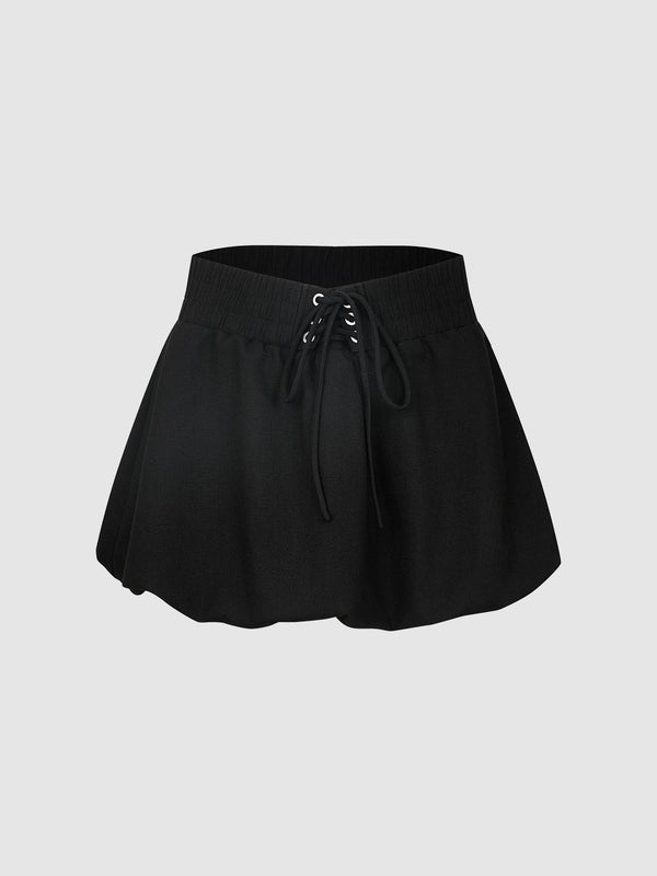 Drawstring Pull On Mini Skirts
