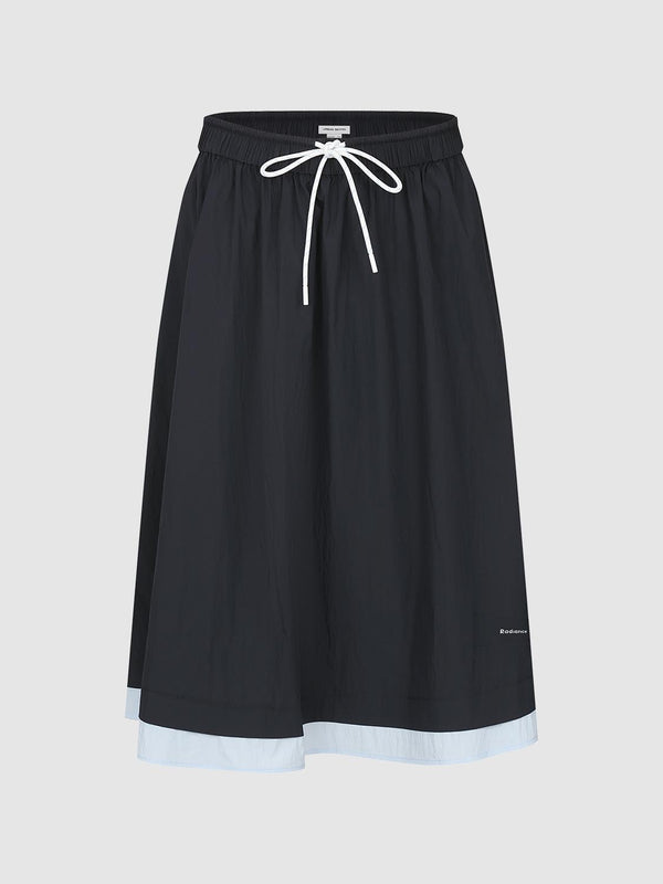 Drawstring Pull On A-Line Midi Skirts