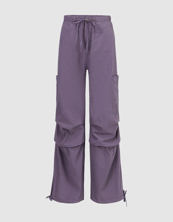 Drawstring Waist Wide-Leg Pants