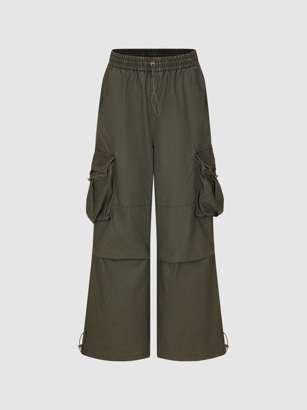 Elastic Waist Wide-Leg Pants