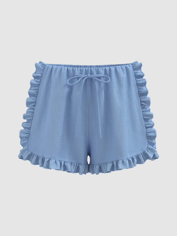 Ruffle Hem Loose Shorts