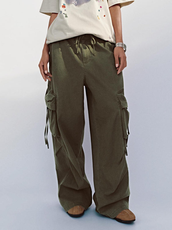 Flap Pocket Wide-Leg Pants