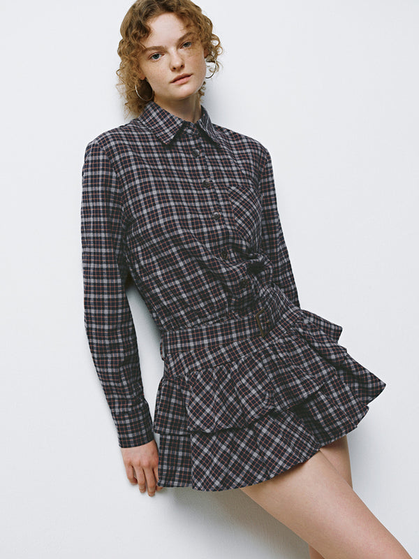 Plaid Pleated Skater Dresses