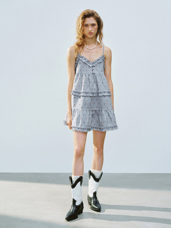 Striped Ruffle Hem Cami Dresses