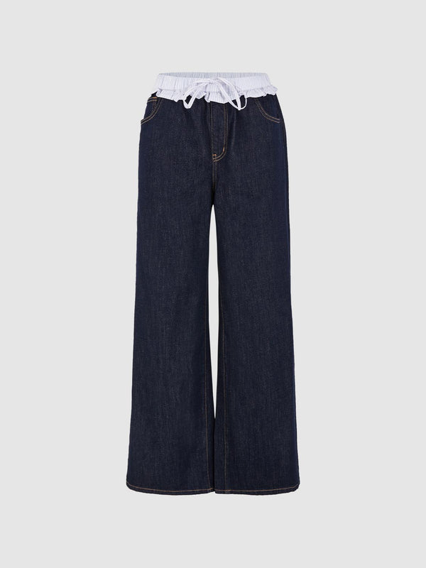 Drawstring Wide Leg Jeans