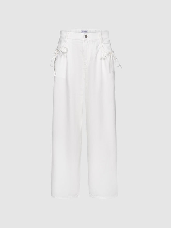 String Detail Wide Leg Jeans
