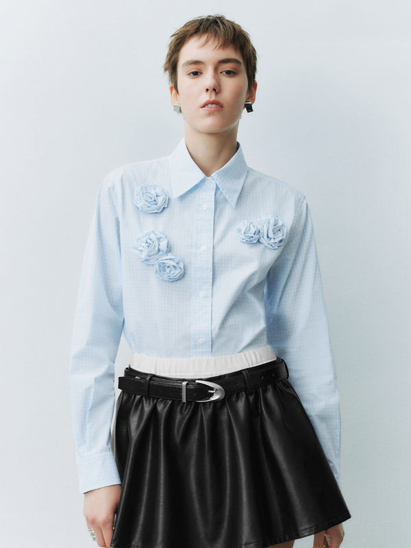 Flower Décor Cropped Shirts