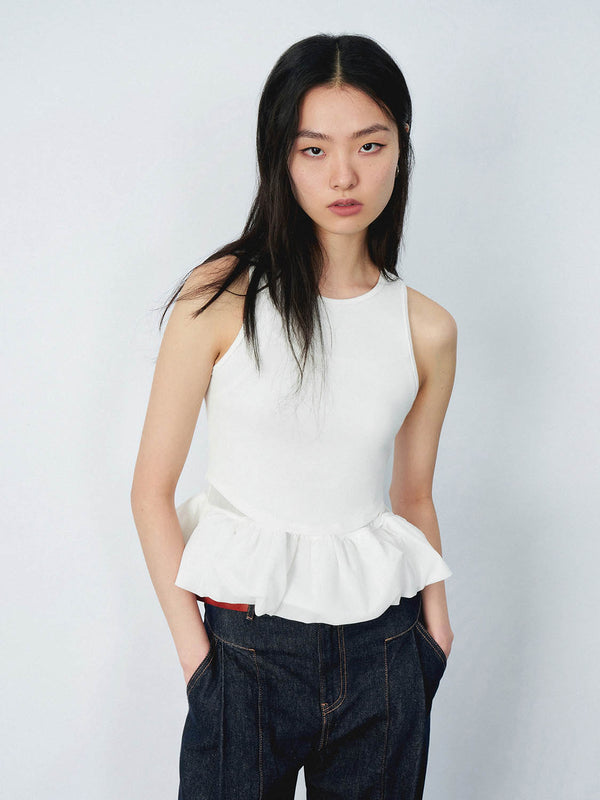 Ruffle Hem Skinny Tank Tops