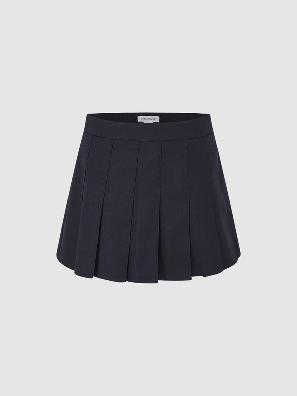 Pleated Mini A-Line Skirt