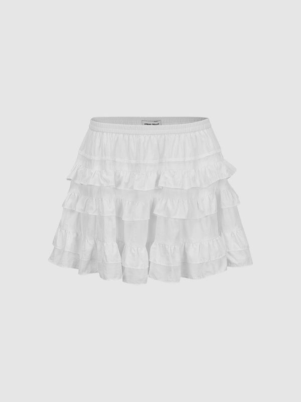 Elastic Waist Midi A-Line Skirt