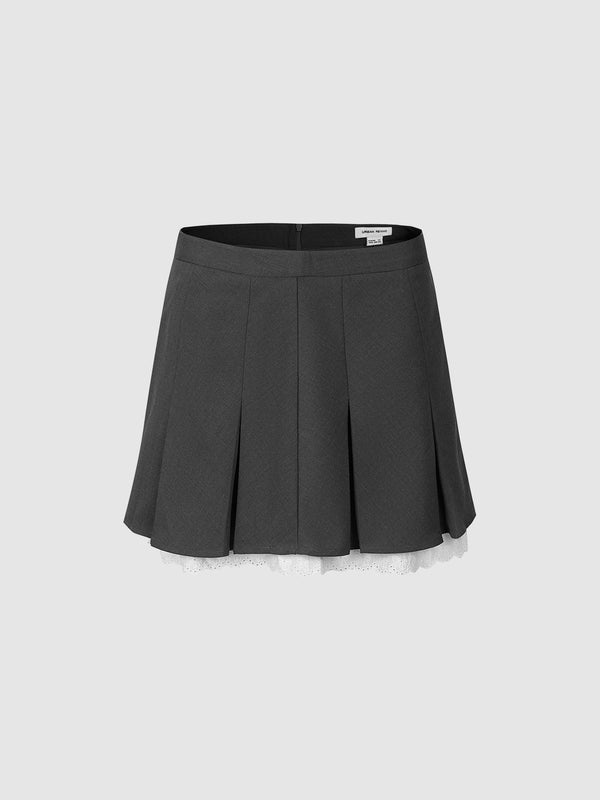 Pleated Mini A-Line Skirt