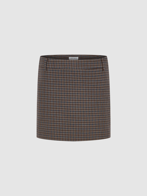 Checkered Mini Straight Skirt