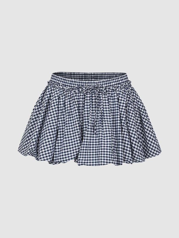 Plaid Ruffle Mini Skirts