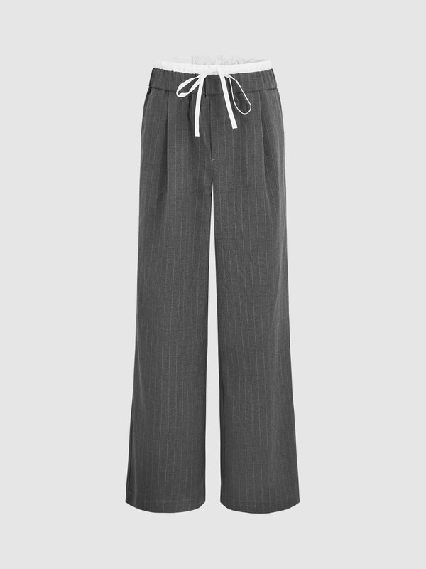 Bow Decor Wide-Leg Pants