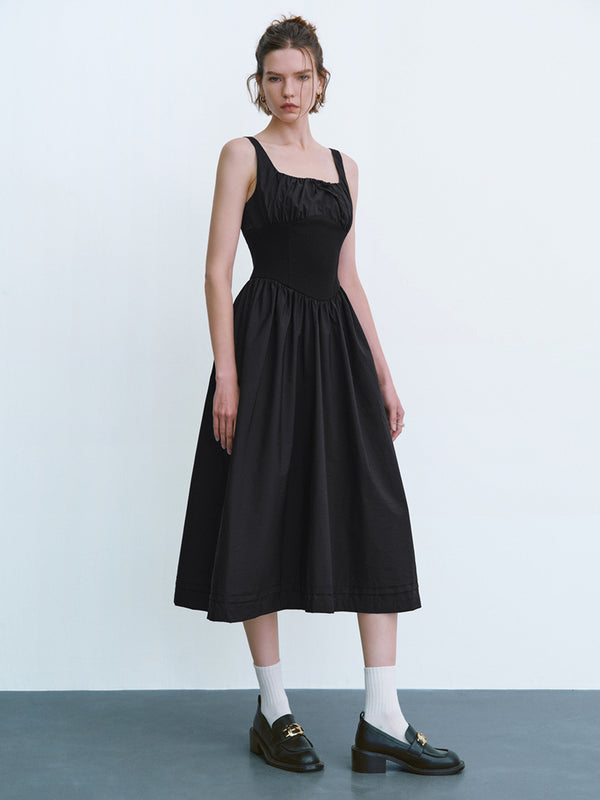 Square-cut Collar A-Line Dress