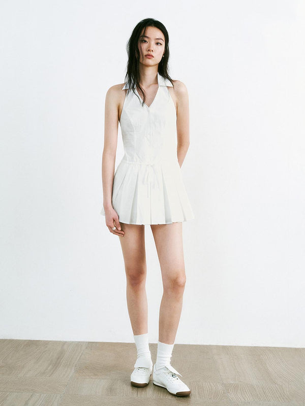 Sleeveless Lapel A-Line Dresses