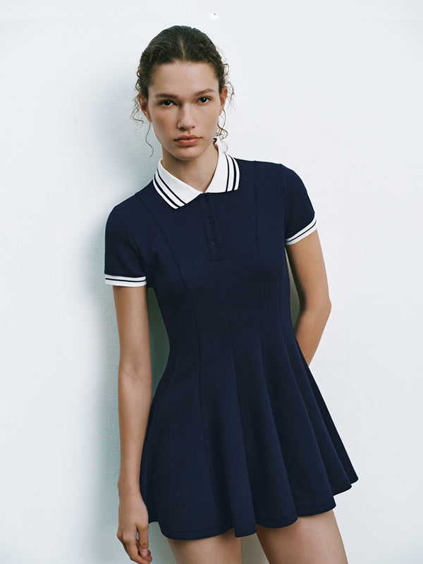 Striped Collar A-Line Mini Dresses