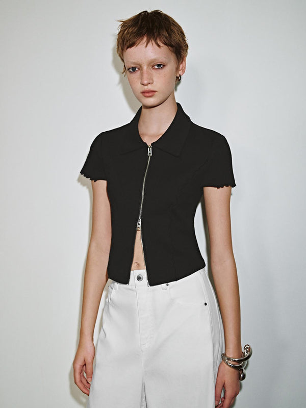 Cropped Zip Up T-Shirts