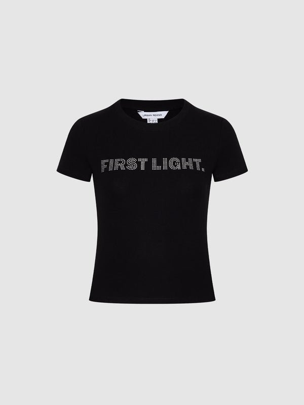 Crew Neck Rhinestone T-Shirts